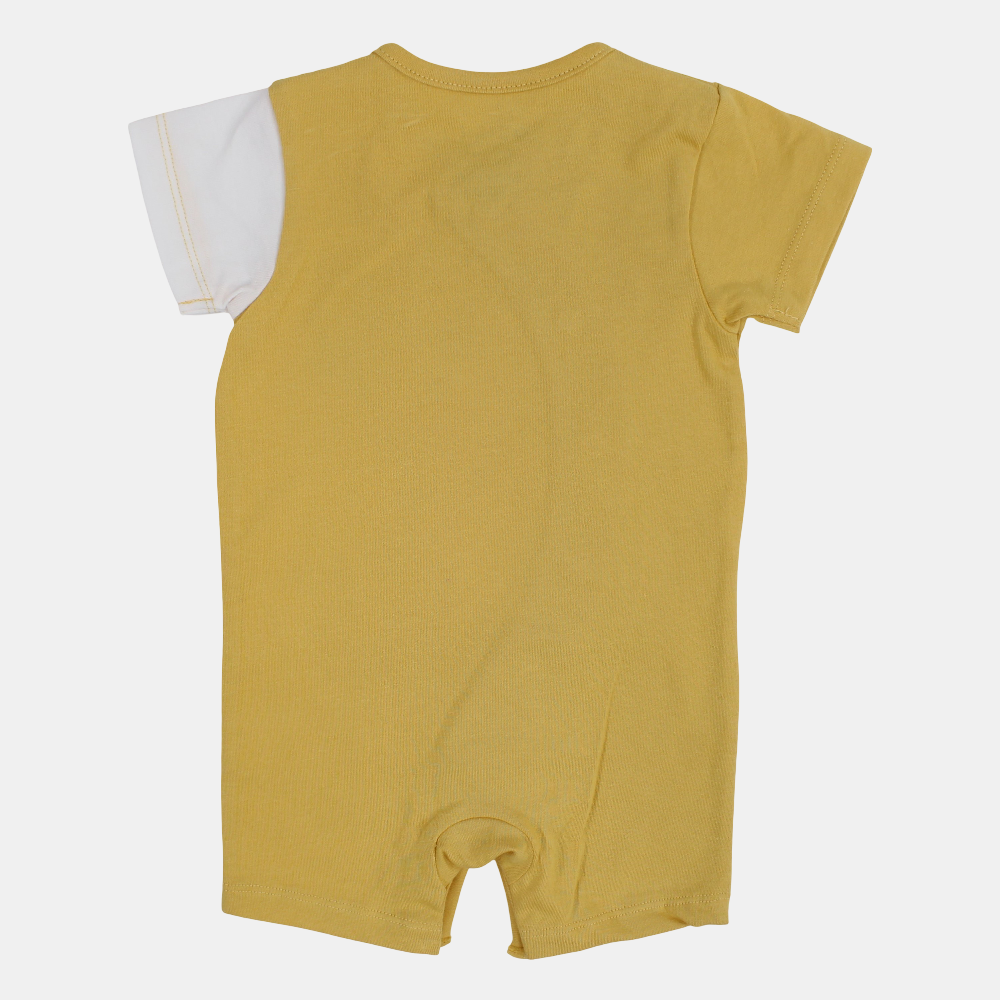 Baby Boys Cotton Romper – Yellow with Deer Design