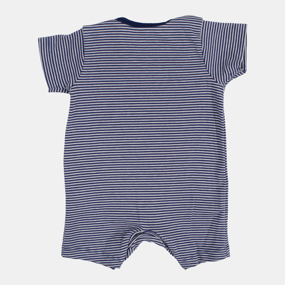 Baby Boys Cotton Romper – Indigo Striped