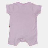 Baby Girls Cotton Romper – Pink Striped with Giraffe Design