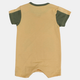 Baby Boys Cotton Romper – Yellow with Dinosaurs Print