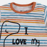 Baby Boys Cotton T-Shirt – Off-White Striped “I Love My Daddy”