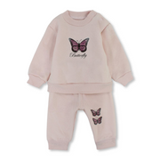 Baby Girls Cotton Pajama Set – Pink with Butterfly Print