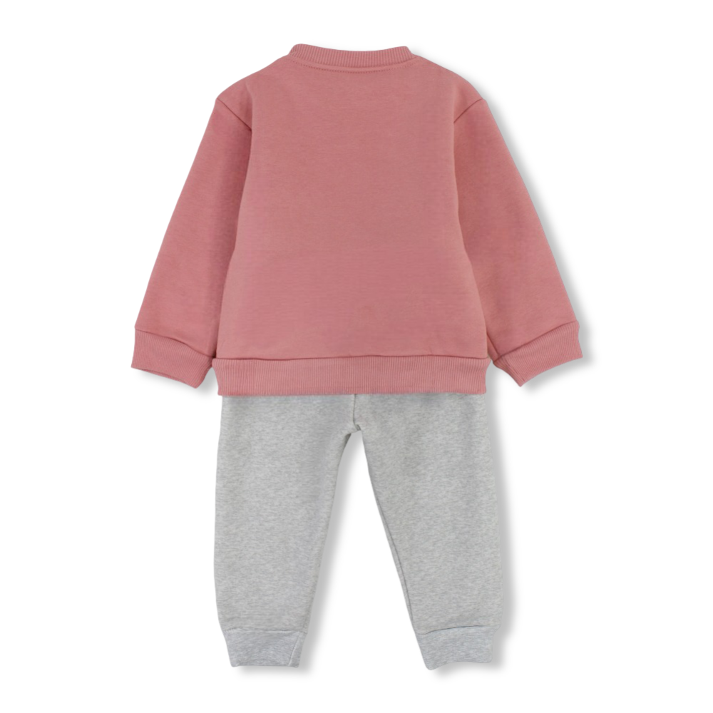 Baby Girls Cotton Pajama Set – Salmon with Bee Embroidery