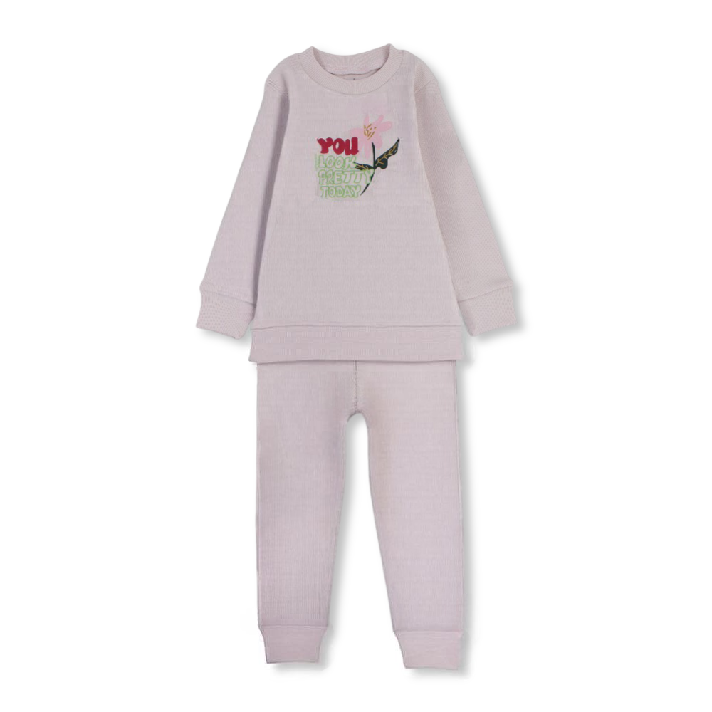 Girls Derby Pajama Set – Pink with "You Lock Pretty Today" Print