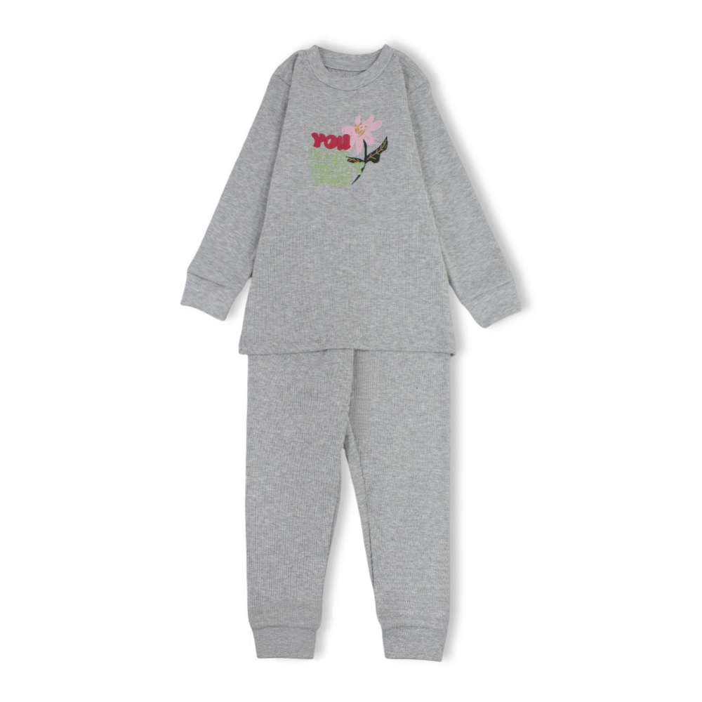 Girls Derby Pajama Set – Grey with "You Lock Pretty Today" Print - Clothing - Al Sayad