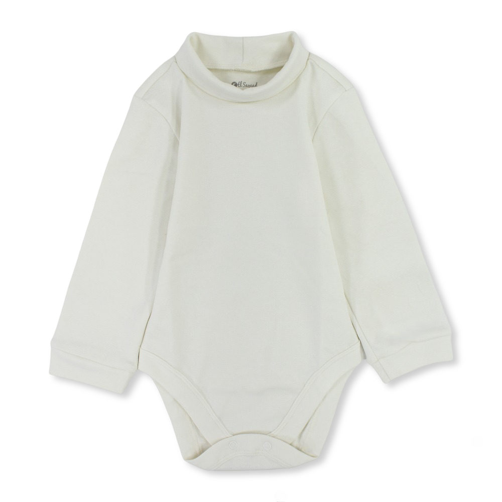 Unisex Baby Cotton High Collar Underwear Bodysuit – Off-White