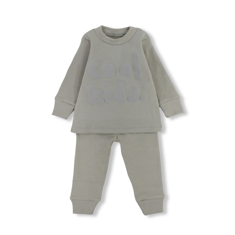 Boys Derby Pajama – Beige with "Cool Kids" Design