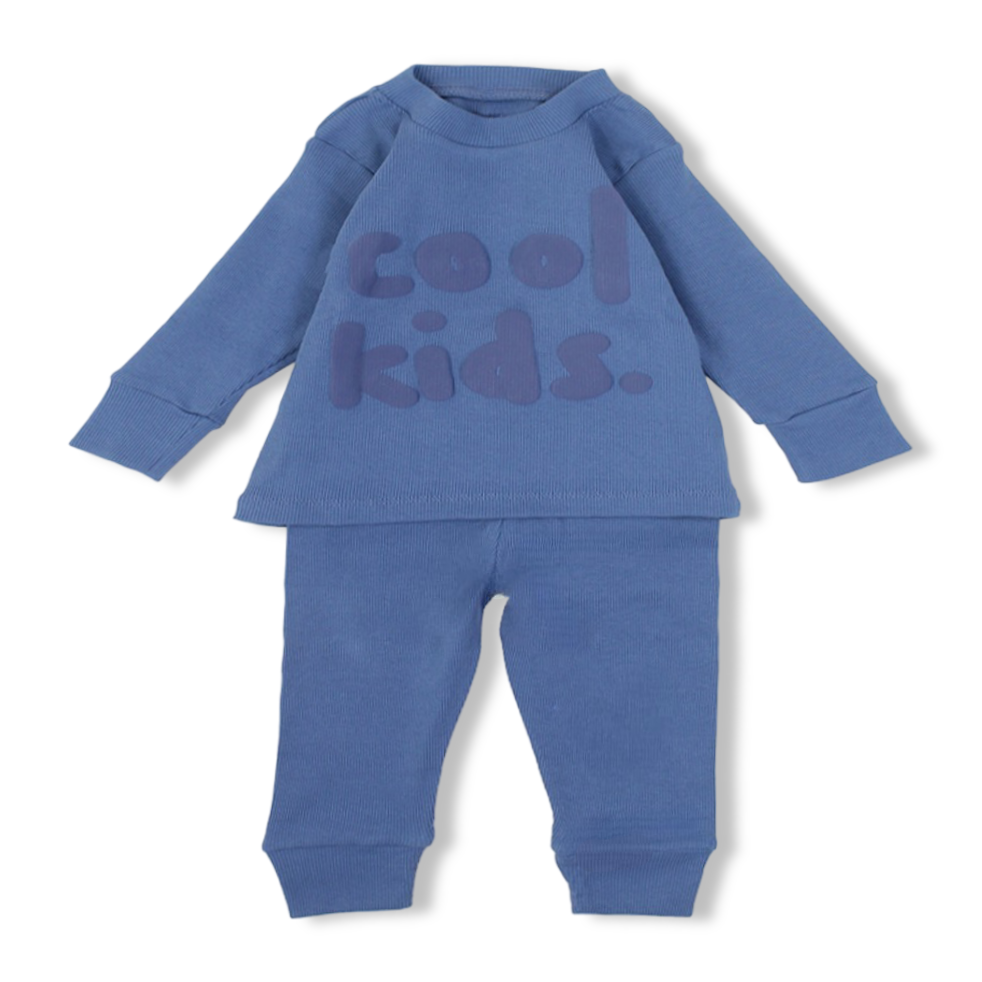 Boys Derby Pajama Set – Indigo with "Cool Kids" Design - Clothing - Al Sayad