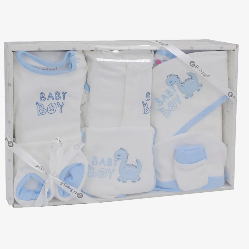 Baby Boys Gift Clothes Box – White & Light Blue Baby Dino Theme