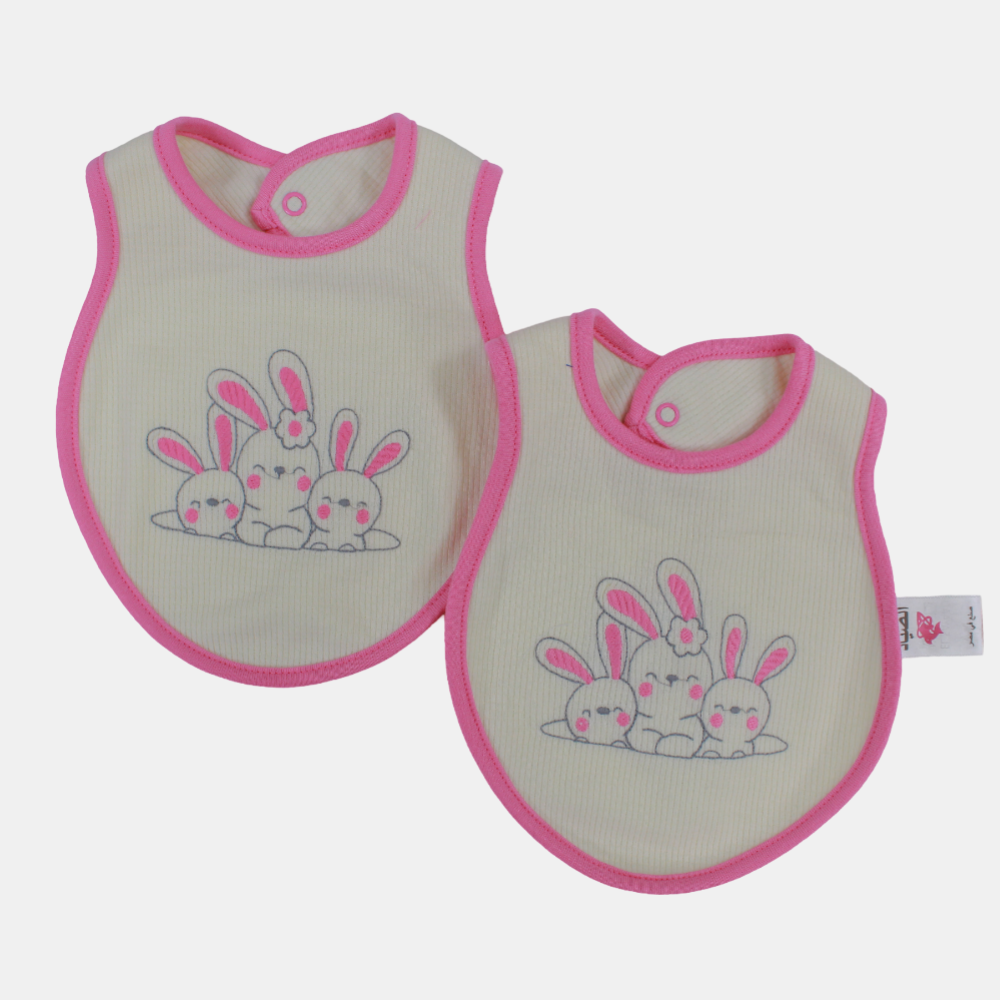Cute Design Baby Girls Cotton Bib – Pack of 2