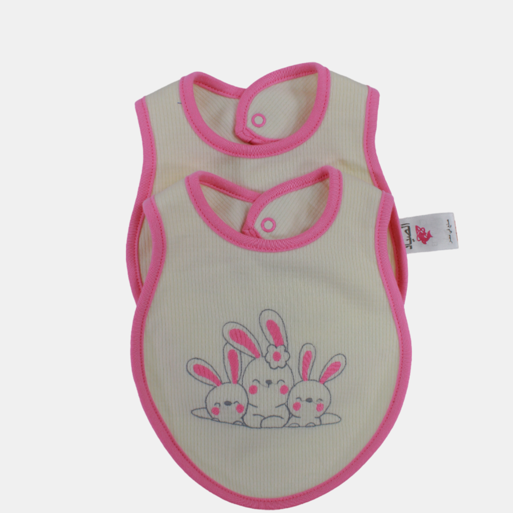 Cute Design Baby Girls Cotton Bib – Pack of 2
