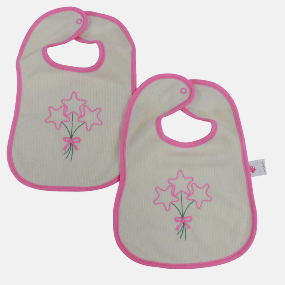 Cute Design Baby Girls Cotton Bib – Pack of 2