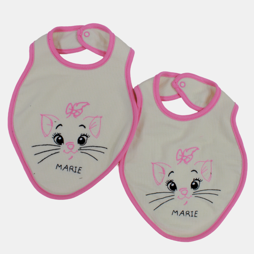 Cute Design Baby Girls Cotton Bib – Pack of 2