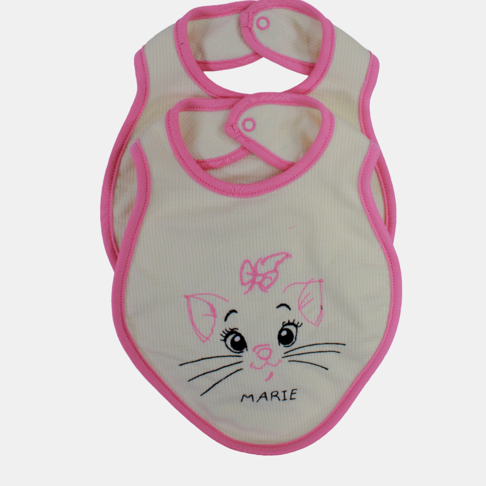 Cute Design Baby Girls Cotton Bib – Pack of 2