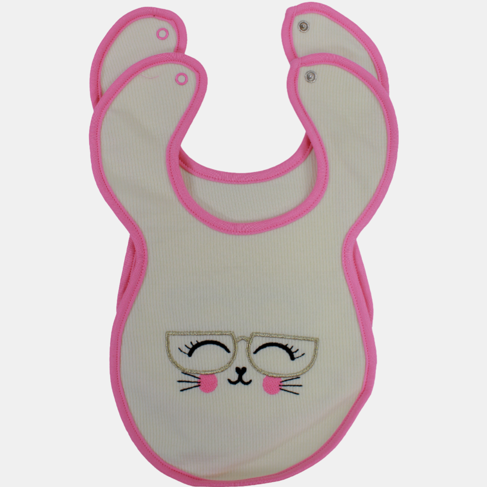 Cute Design Baby Girls Cotton Bib – Pack of 2