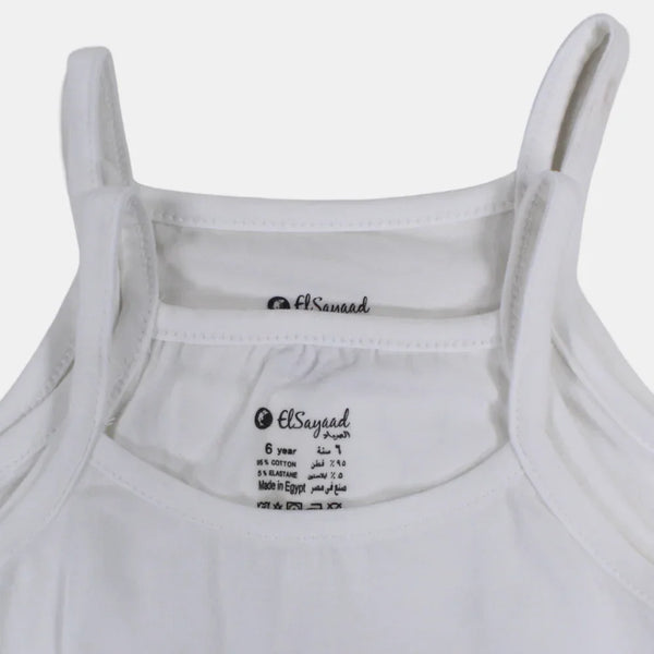 Pack of 2 - Girls Sleeveless Cotton Undershirt White