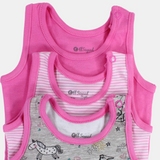 Baby Girls Cotton Underwear Bodysuit – Pinkish with Unicorn Design (Pack of 3)