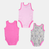 Baby Girls Cotton Underwear Bodysuit – Pinkish with Unicorn Design (Pack of 3)