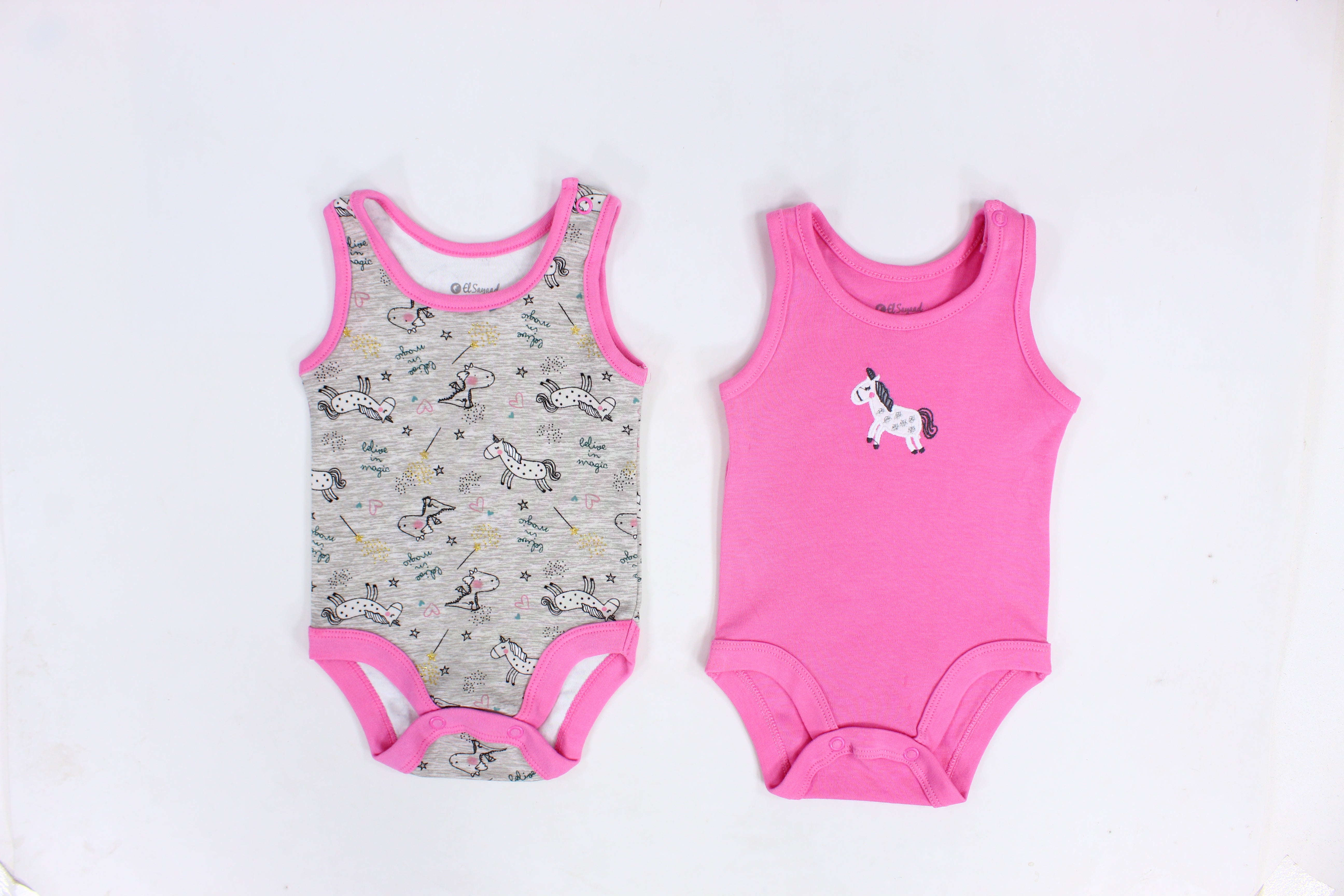 Baby Girls Cotton Underwear Bodysuit – Pinkish with Unicorn Design (Pack of 2)