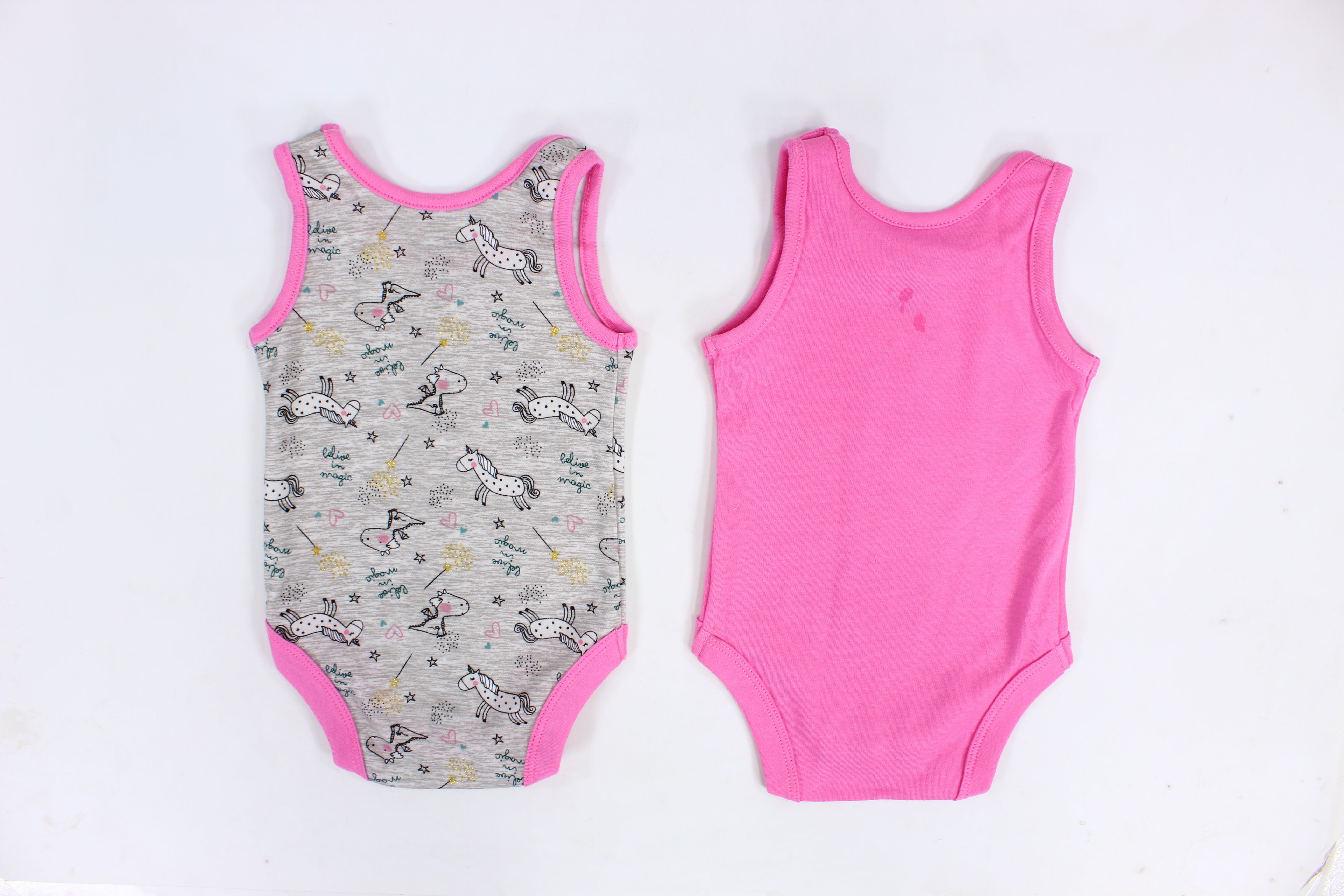 Baby Girls Cotton Underwear Bodysuit – Pinkish with Unicorn Design (Pack of 2)