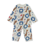 Baby Boys Cotton Pajama – Off-White with Animals Print