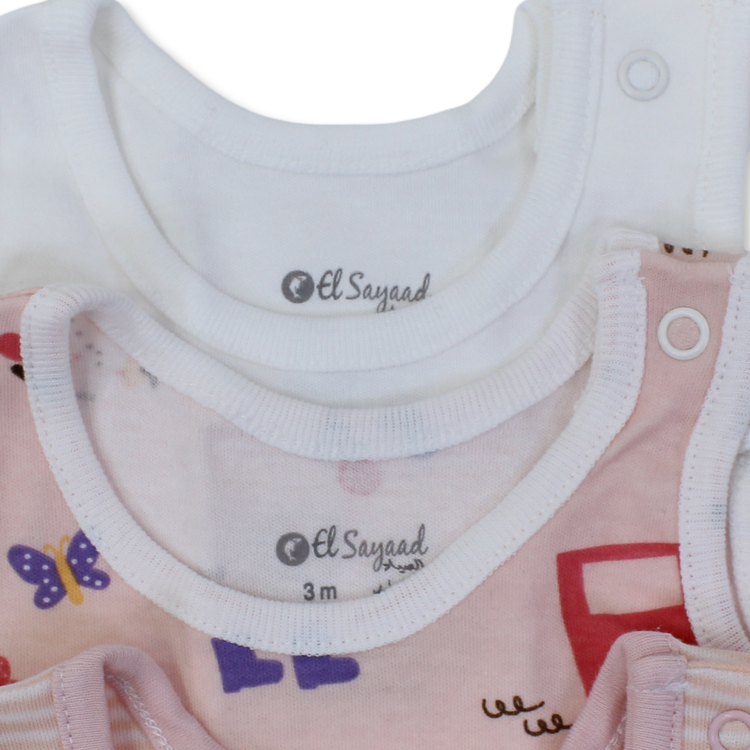 Baby Girls Cotton Sleeveless Bodysuit – Multicolor with Animals Print (Pack of 3)