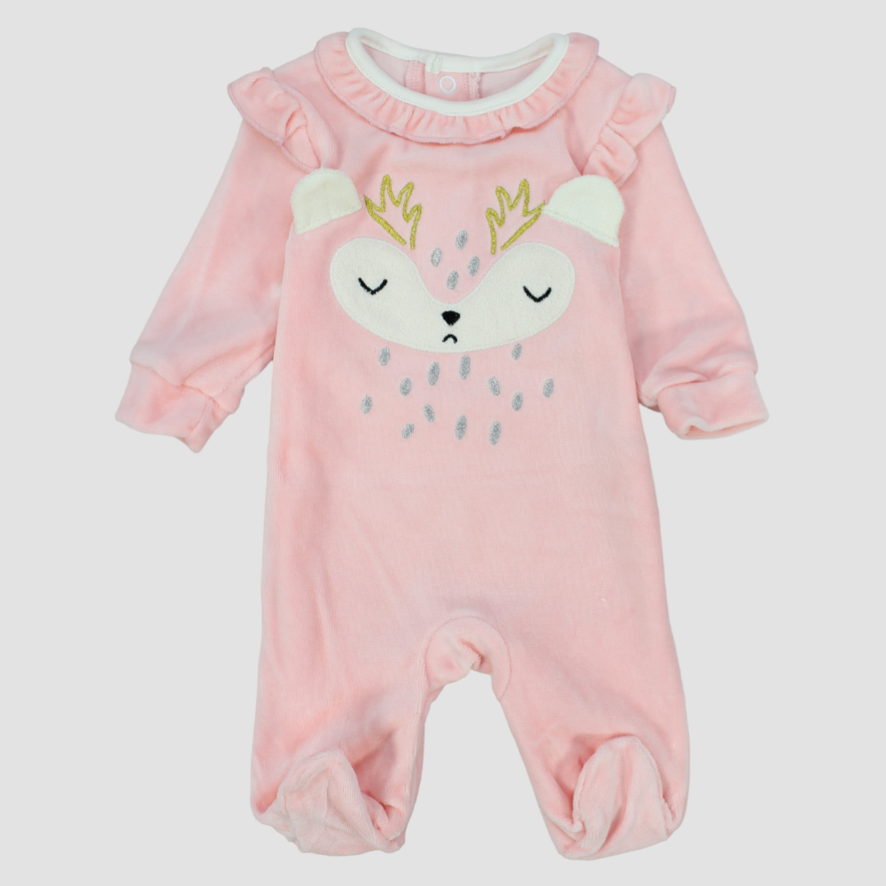 Ruffled Shoulders Long-Sleeved Baby Footie