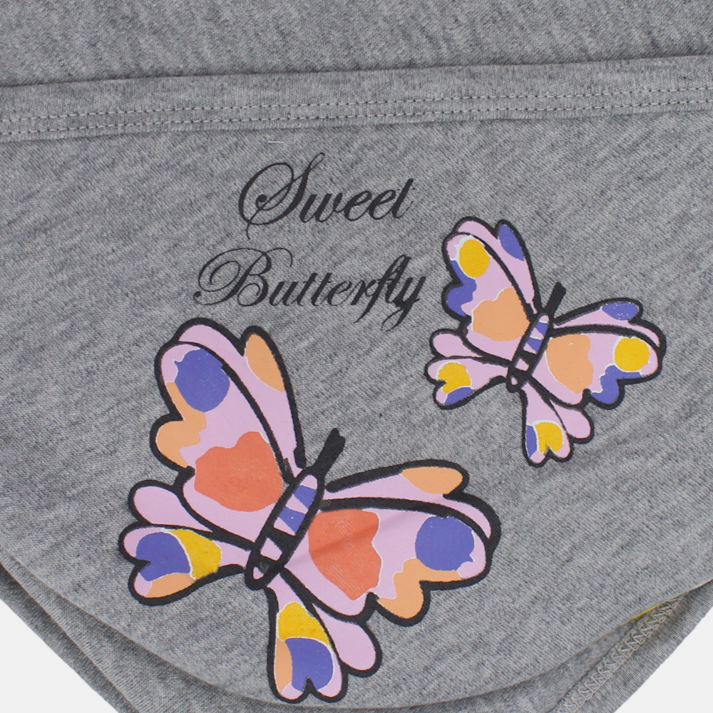 Baby Girls Cotton Blanket – Gray with Shiny Butterflies