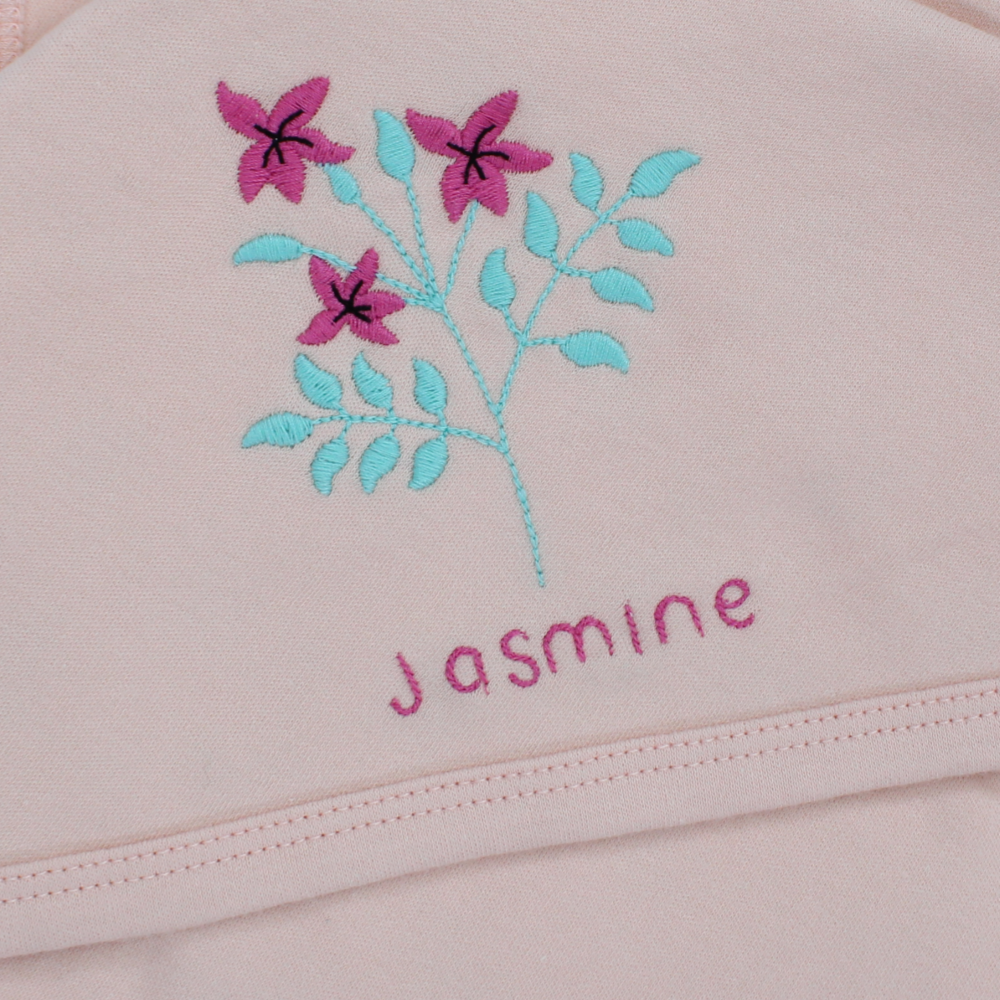 Baby Girls Cotton Blanket –  Salmon with Jasmine Design