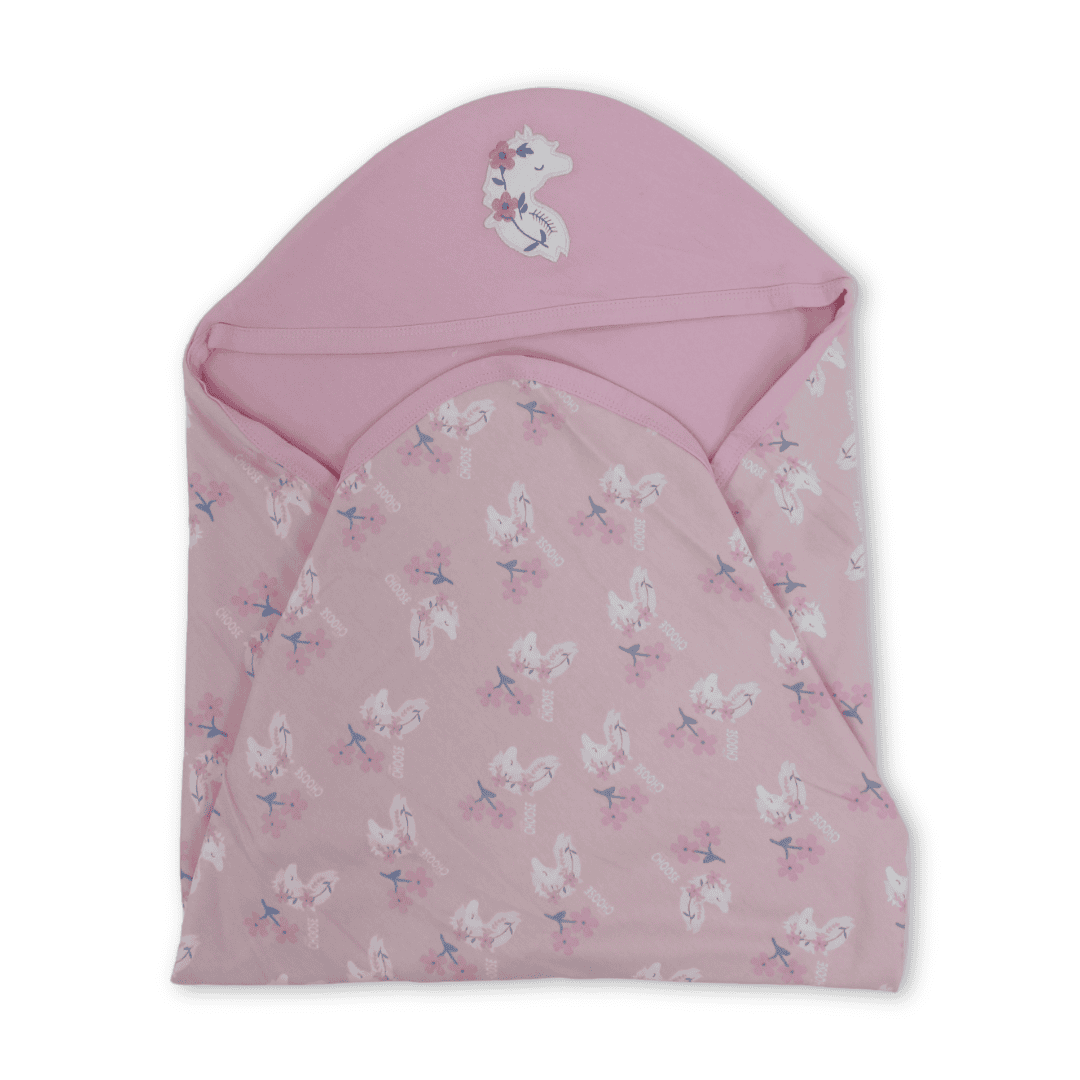 Cotton Baby Blanket – Pink with Unicorn Print