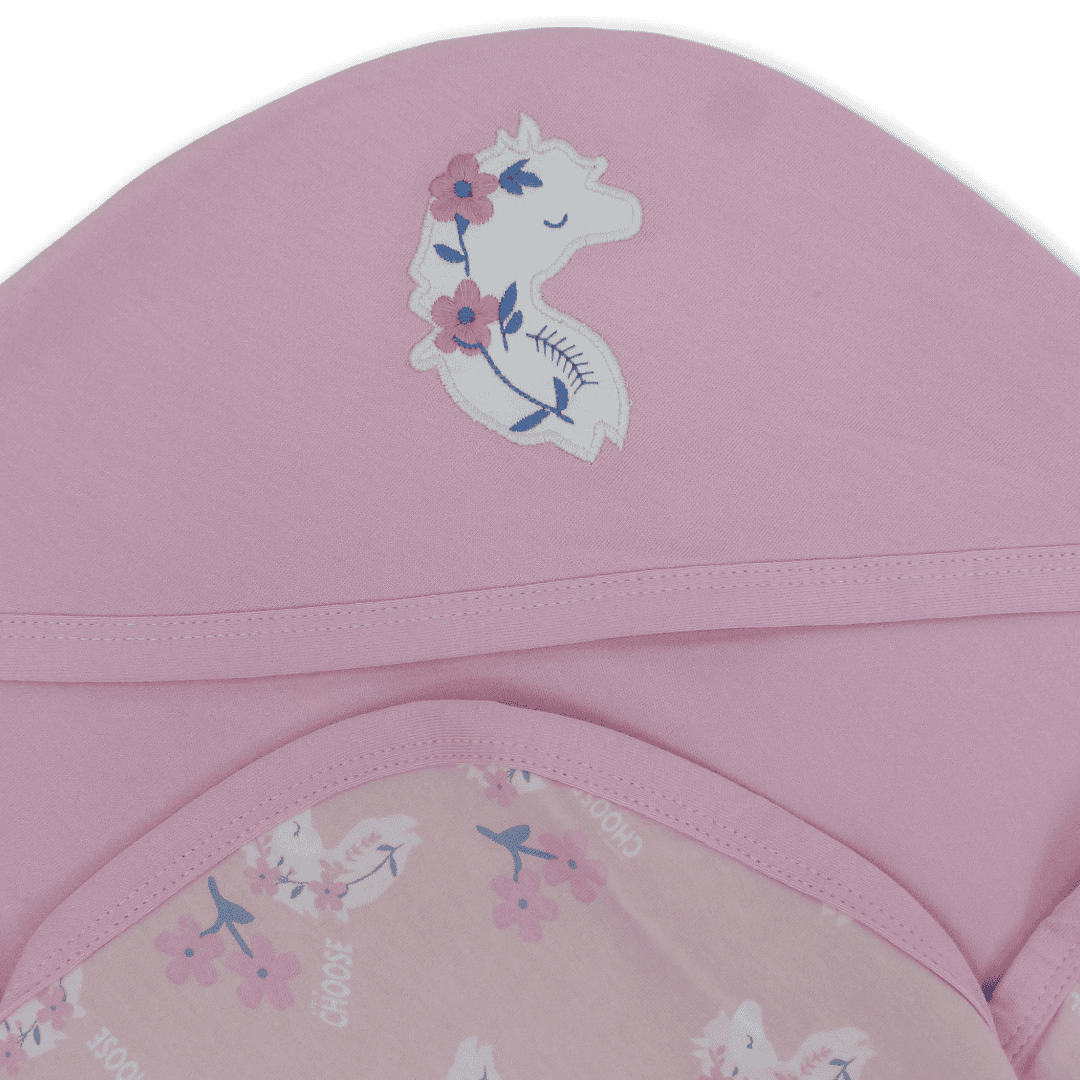Cotton Baby Blanket – Pink with Unicorn Print
