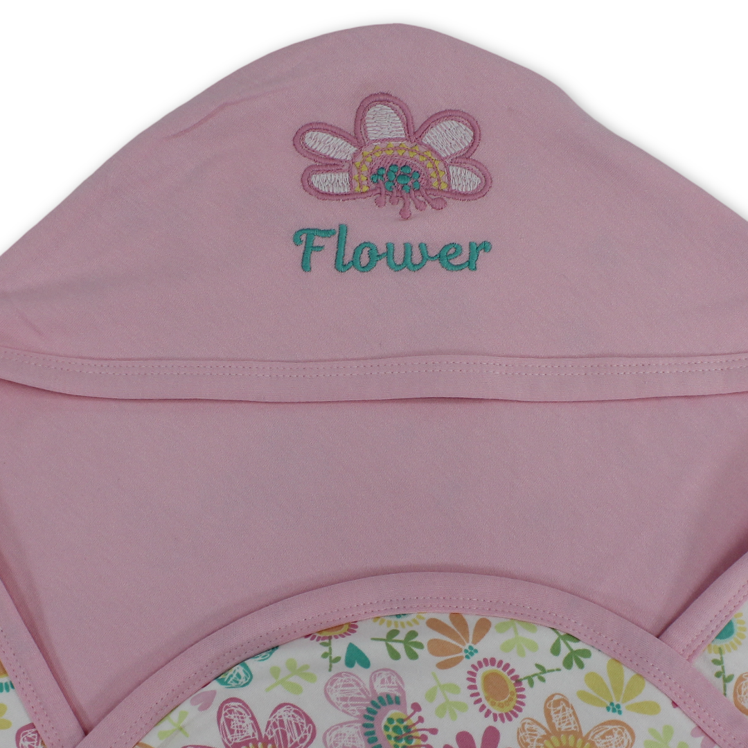 Cotton Baby Blanket – Pink with Flower Embroidery