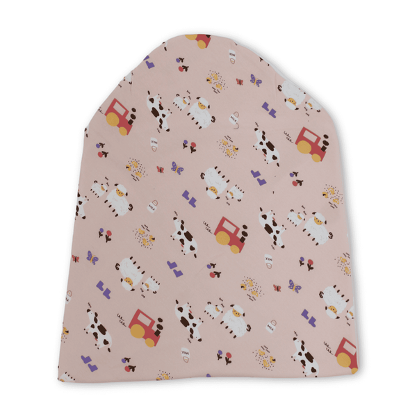 Cotton Baby Blanket – Off-White & Salmon with Chick Embroidery