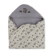 Cotton Baby Blanket – Lavender with Bear Embroidery