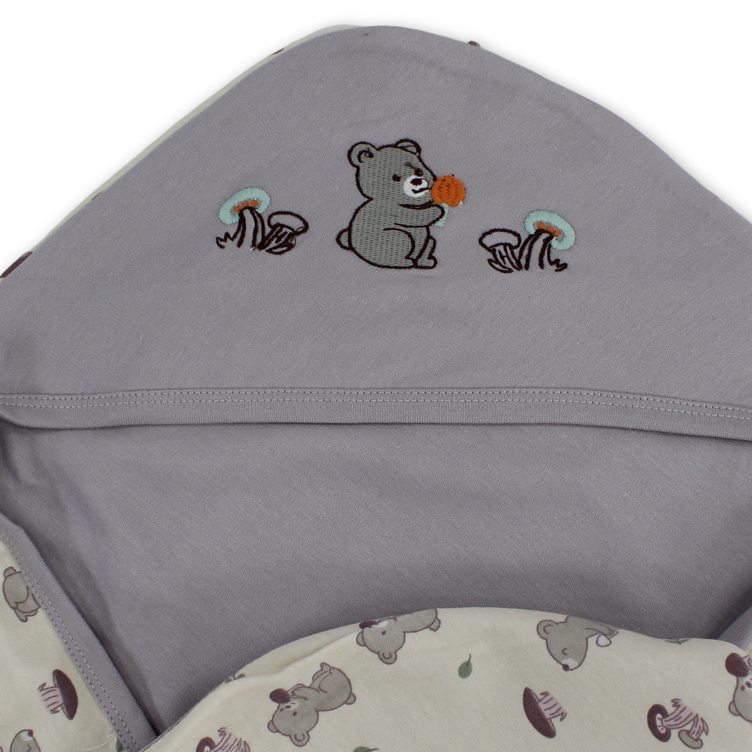 Cotton Baby Blanket – Lavender with Bear Embroidery