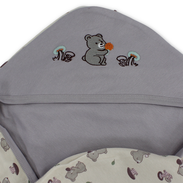 Cotton Baby Blanket – Lavender with Bear Embroidery
