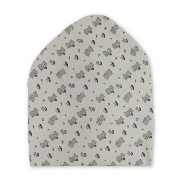 Cotton Baby Blanket – Lavender with Bear Embroidery