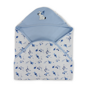 Cotton Baby Blanket – Baby Blue with Dog Embroidery