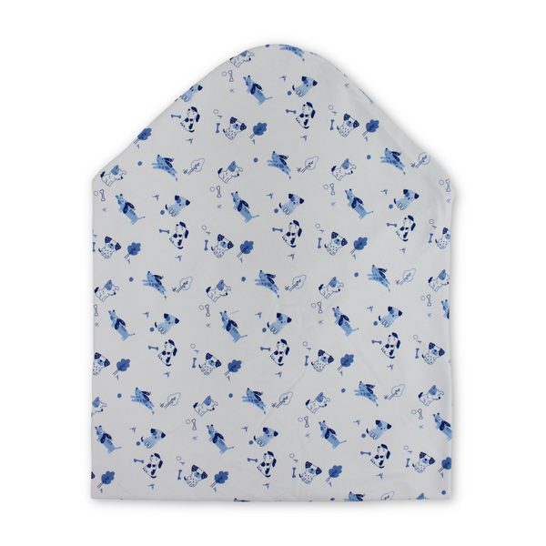 Cotton Baby Blanket – Baby Blue with Dog Embroidery