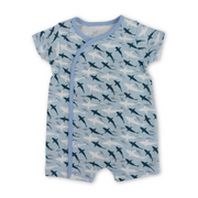 Baby Boys Cotton Romper – Baby Blue with Plane Embroidery