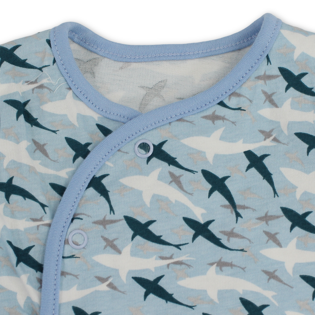 Baby Boys Cotton Romper – Baby Blue with Plane Embroidery