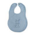 Cotton Baby Bib – Baby Blue with Rabbit Embroidery