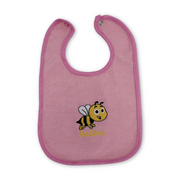 Cotton Baby Bib – Pink with Bee Embroidery
