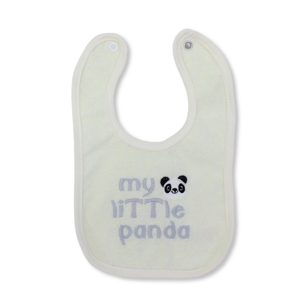 Cotton Bib – Yellow with "My Little Panda" Embroidery