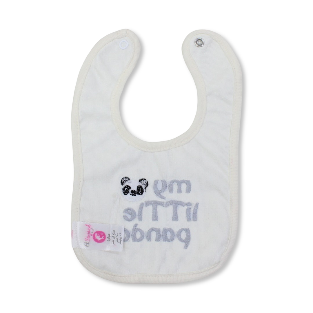 Cotton Bib – Yellow with "My Little Panda" Embroidery