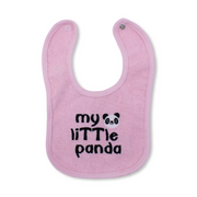 Cotton Bib – Pink with "My Little Panda" Embroidery