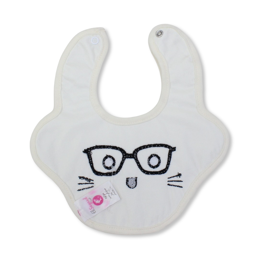 Cotton Bib – Yellow with Glasses Print