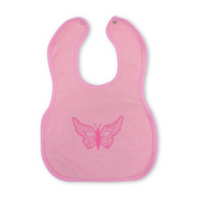 Cotton Bib – Pink with Butterfly Embroidery