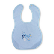 Cotton Bib – Baby Blue with Plane Embroidery