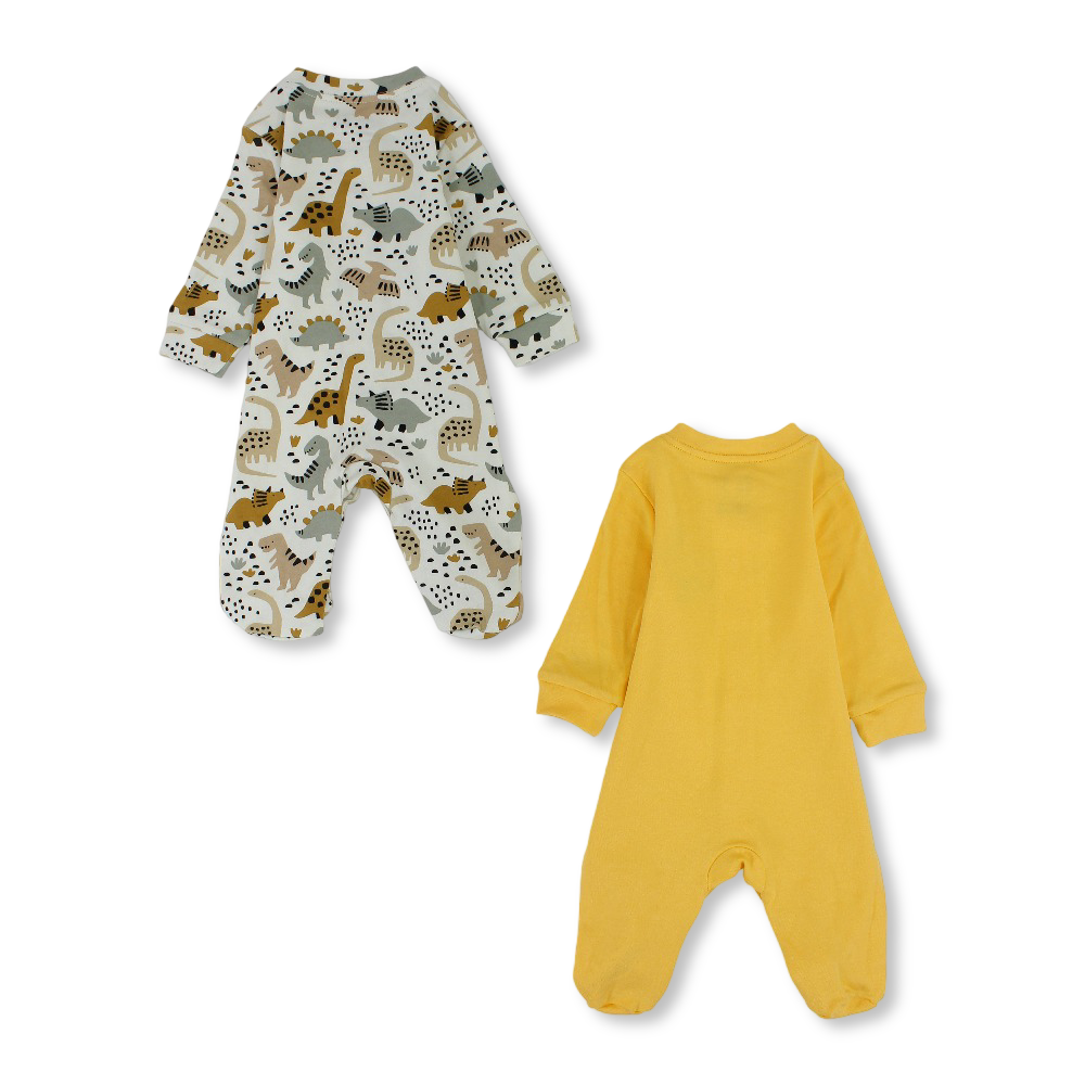 Baby Boys Cotton Baby Footie – Dinosaur Print 2-Pack